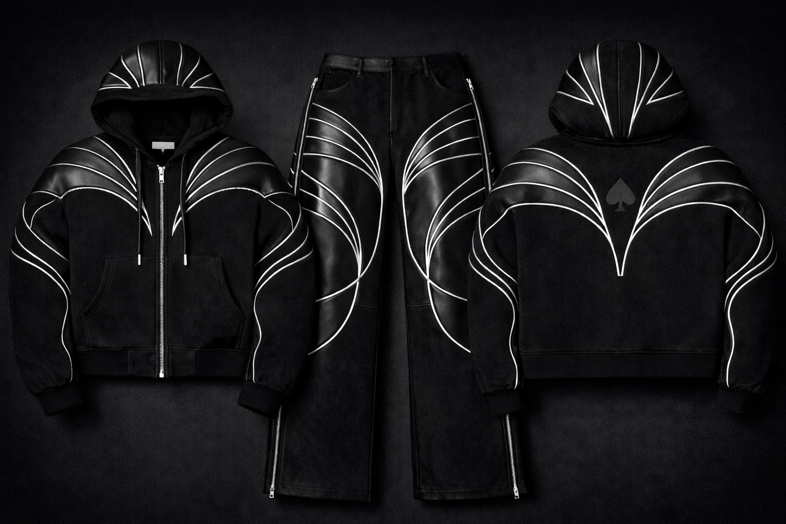 Black Suede & Leather Set