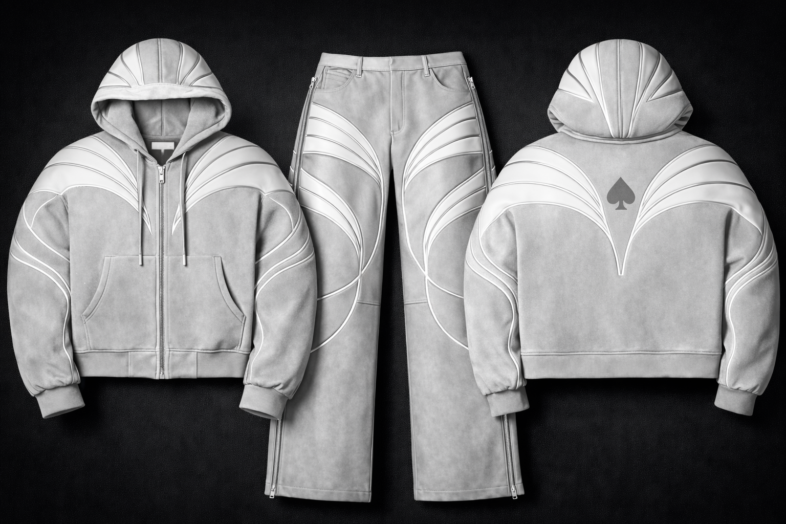 Gray Suede & Leather Set